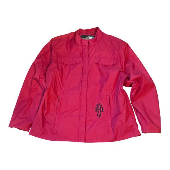 Harley-Davidson Jackets & Blazers - VTG Harley Davidson Women's Nylon Riding Jacket Hot Pink Size XL Shoulder Pads